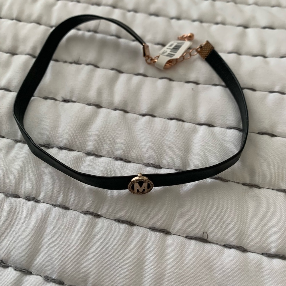 Black initial “M” leather choker